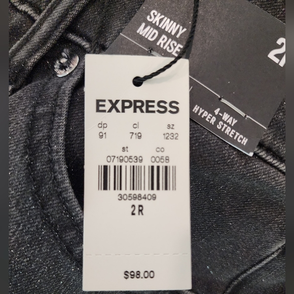 Express Mid rise 4 way hyper stretch dark gray skinny jeans - Picture 4 of 8